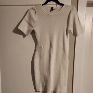 H&M White Ribbed Mini Dress